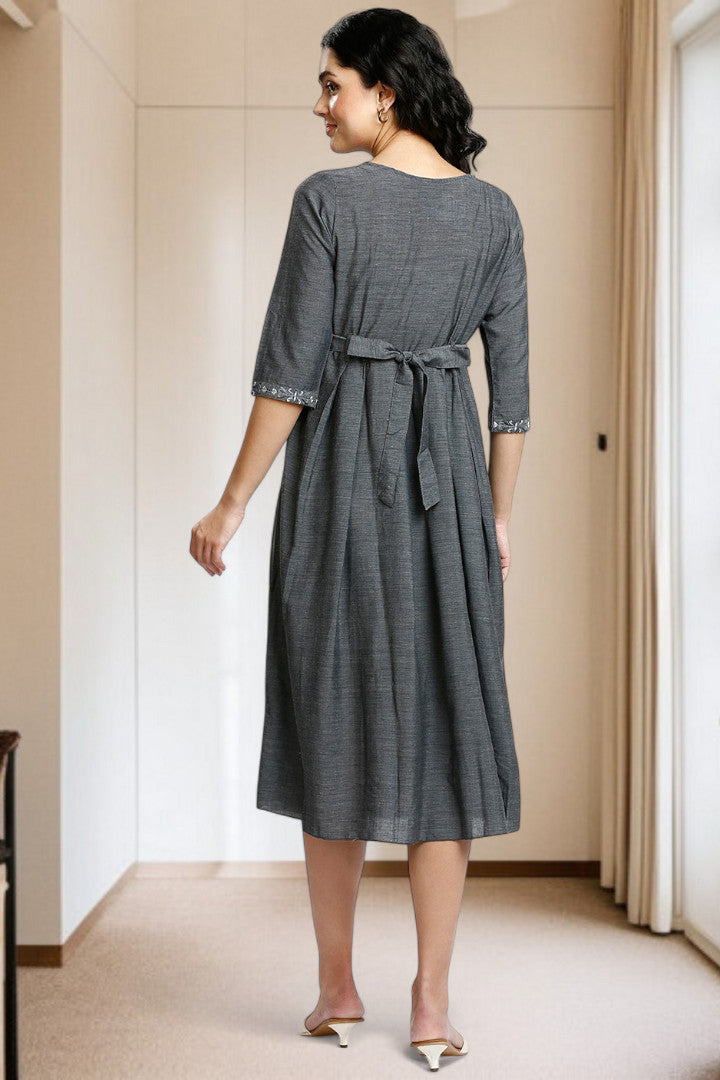 PolyCotton Embroidered Maternity Kurta – Designed for Pregnancy & Nursing