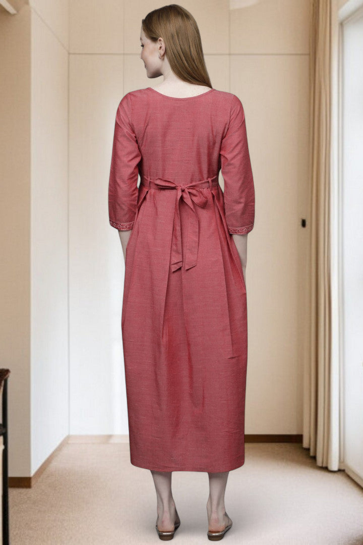 PolyCotton Embroidered Maternity Kurta – Designed for Pregnancy & Nursing