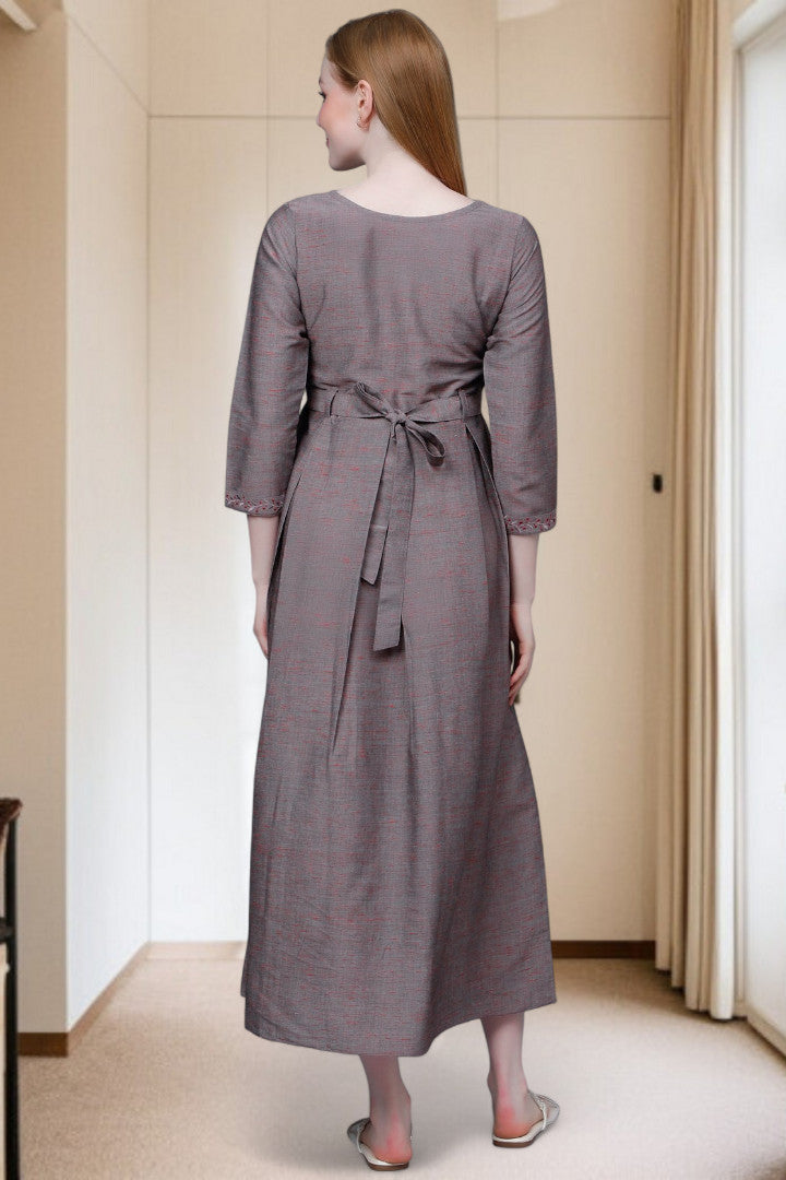 PolyCotton Embroidered Maternity Kurta – Designed for Pregnancy & Nursing