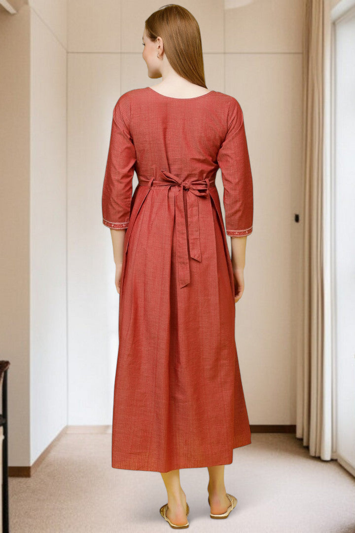 PolyCotton Embroidered Maternity Kurta – Designed for Pregnancy & Nursing