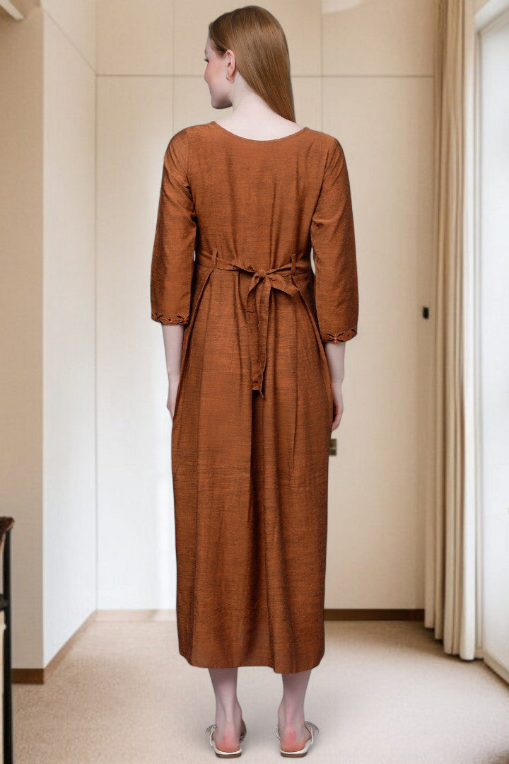 PolyCotton Embroidered Maternity Kurta – Designed for Pregnancy & Nursing
