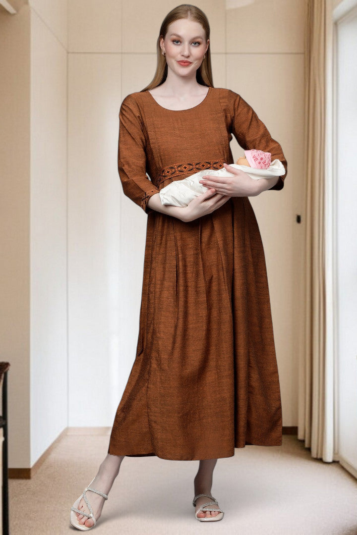 PolyCotton Embroidered Maternity Kurta – Designed for Pregnancy & Nursing