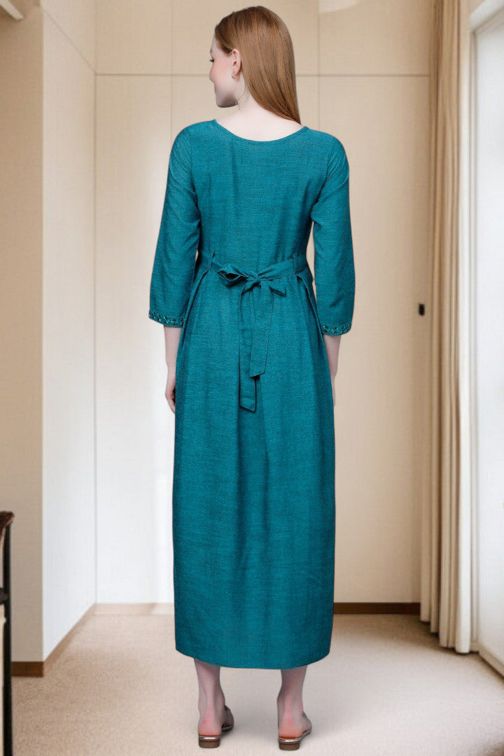 PolyCotton Embroidered Maternity Kurta – Designed for Pregnancy & Nursing