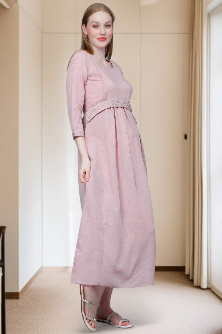 PolyCotton Embroidered Maternity Kurta – Designed for Pregnancy & Nursing
