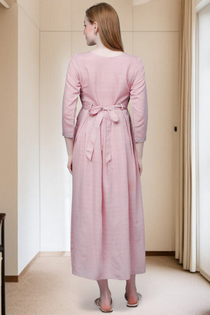 PolyCotton Embroidered Maternity Kurta – Designed for Pregnancy & Nursing