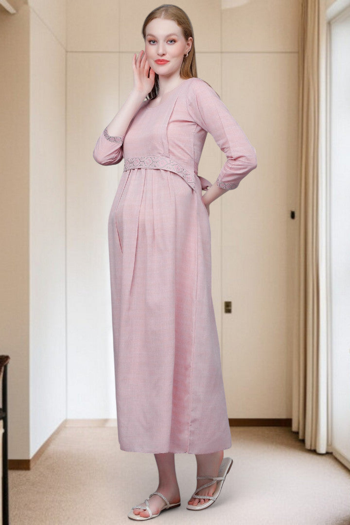 PolyCotton Embroidered Maternity Kurta – Designed for Pregnancy & Nursing