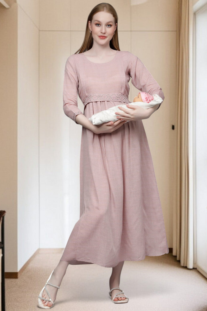PolyCotton Embroidered Maternity Kurta – Designed for Pregnancy & Nursing