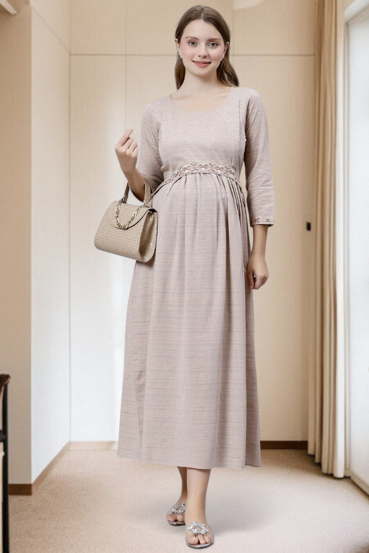 PolyCotton Embroidered Maternity Kurta – Designed for Pregnancy & Nursing