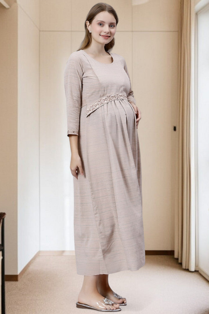 PolyCotton Embroidered Maternity Kurta – Designed for Pregnancy & Nursing