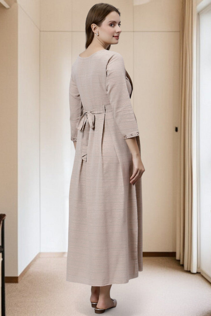 PolyCotton Embroidered Maternity Kurta – Designed for Pregnancy & Nursing