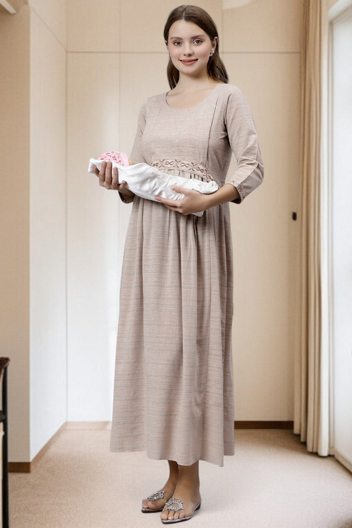 PolyCotton Embroidered Maternity Kurta – Designed for Pregnancy & Nursing