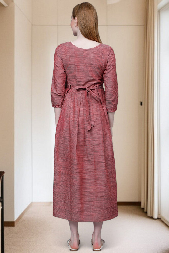 PolyCotton Embroidered Maternity Kurta – Designed for Pregnancy & Nursing
