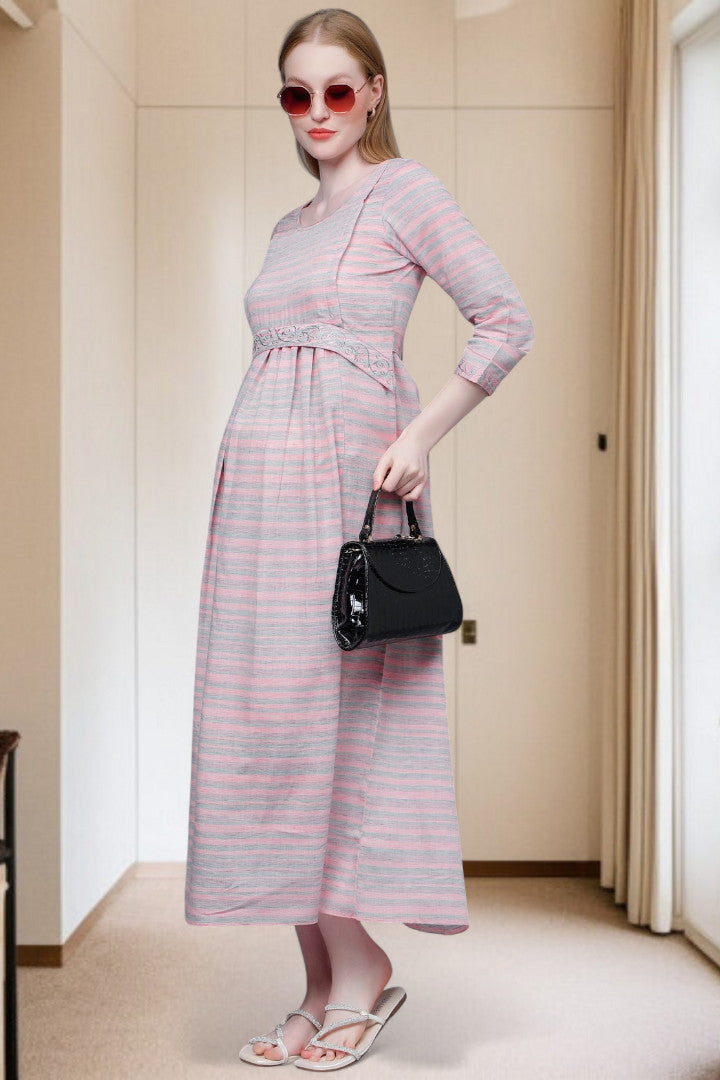 PolyCotton Embroidered Maternity Kurta – Designed for Pregnancy & Nursing