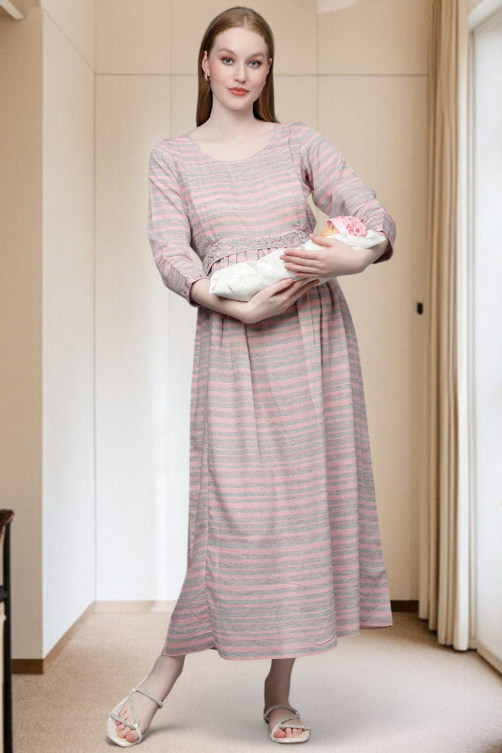 PolyCotton Embroidered Maternity Kurta – Designed for Pregnancy & Nursing