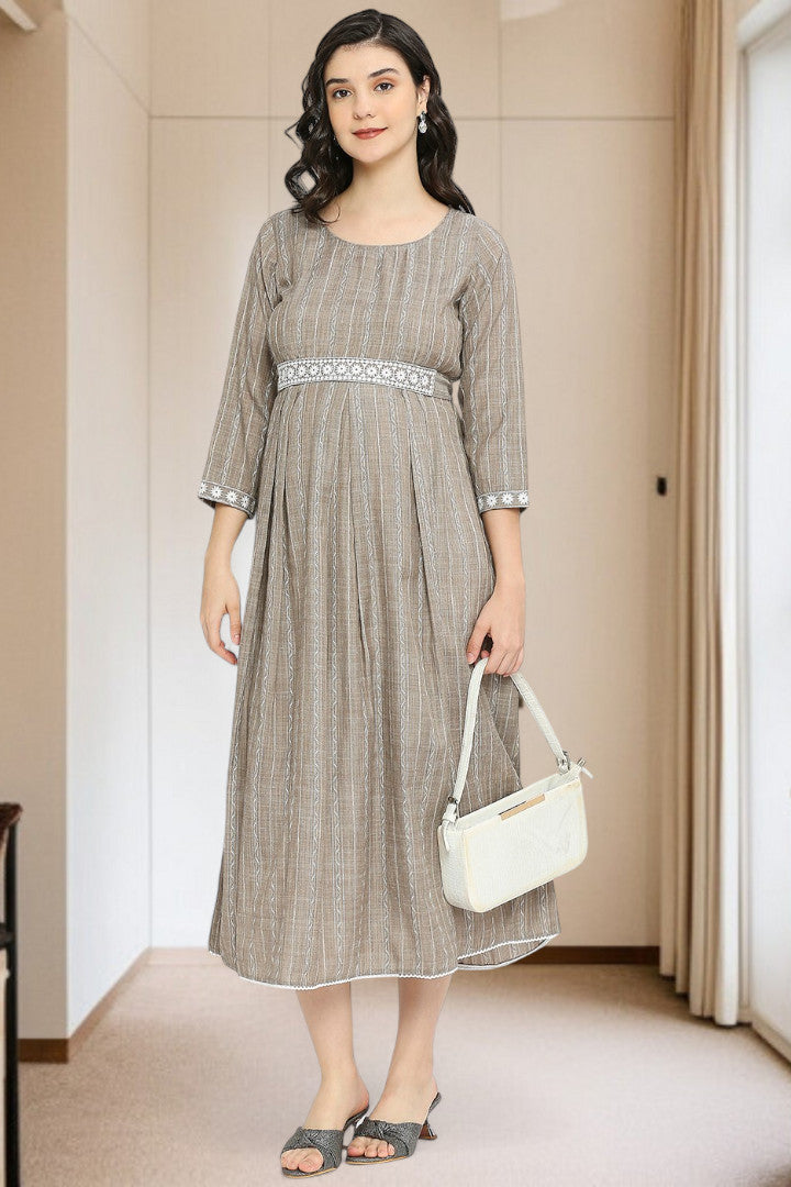 PolyCotton Embroidered Maternity Kurta – Designed for Pregnancy & Nursing