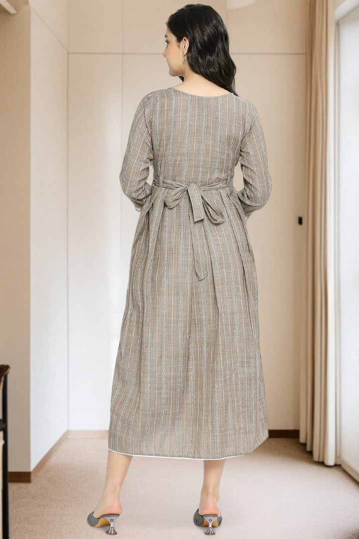 PolyCotton Embroidered Maternity Kurta – Designed for Pregnancy & Nursing