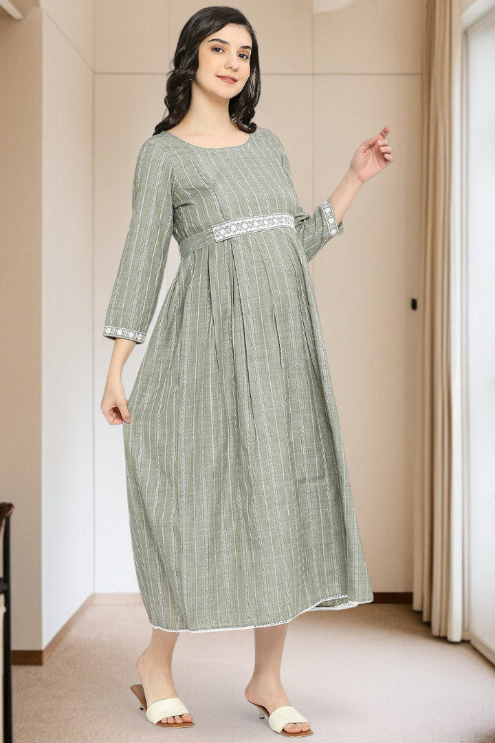 PolyCotton Embroidered Maternity Kurta – Designed for Pregnancy & Nursing