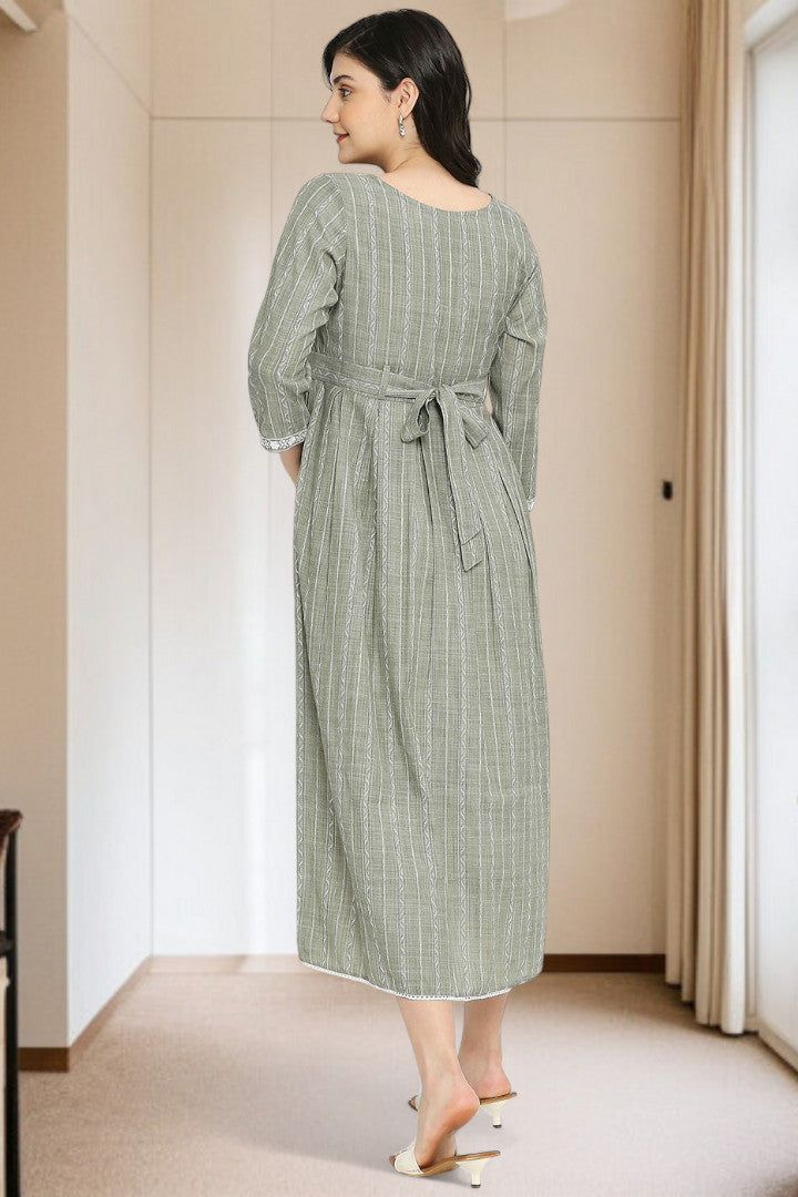 PolyCotton Embroidered Maternity Kurta – Designed for Pregnancy & Nursing