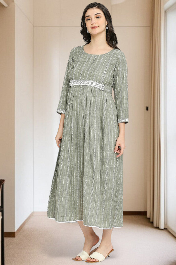 PolyCotton Embroidered Maternity Kurta – Designed for Pregnancy & Nursing