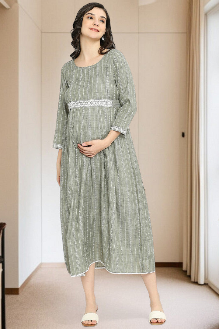 PolyCotton Embroidered Maternity Kurta – Designed for Pregnancy & Nursing