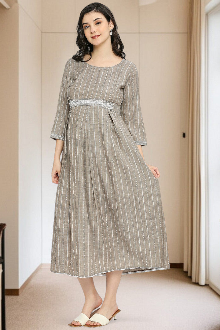 PolyCotton Embroidered Maternity Kurta – Designed for Pregnancy & Nursing