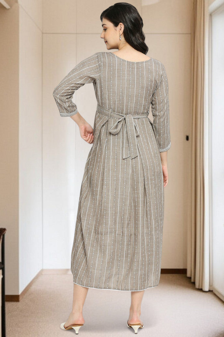 PolyCotton Embroidered Maternity Kurta – Designed for Pregnancy & Nursing