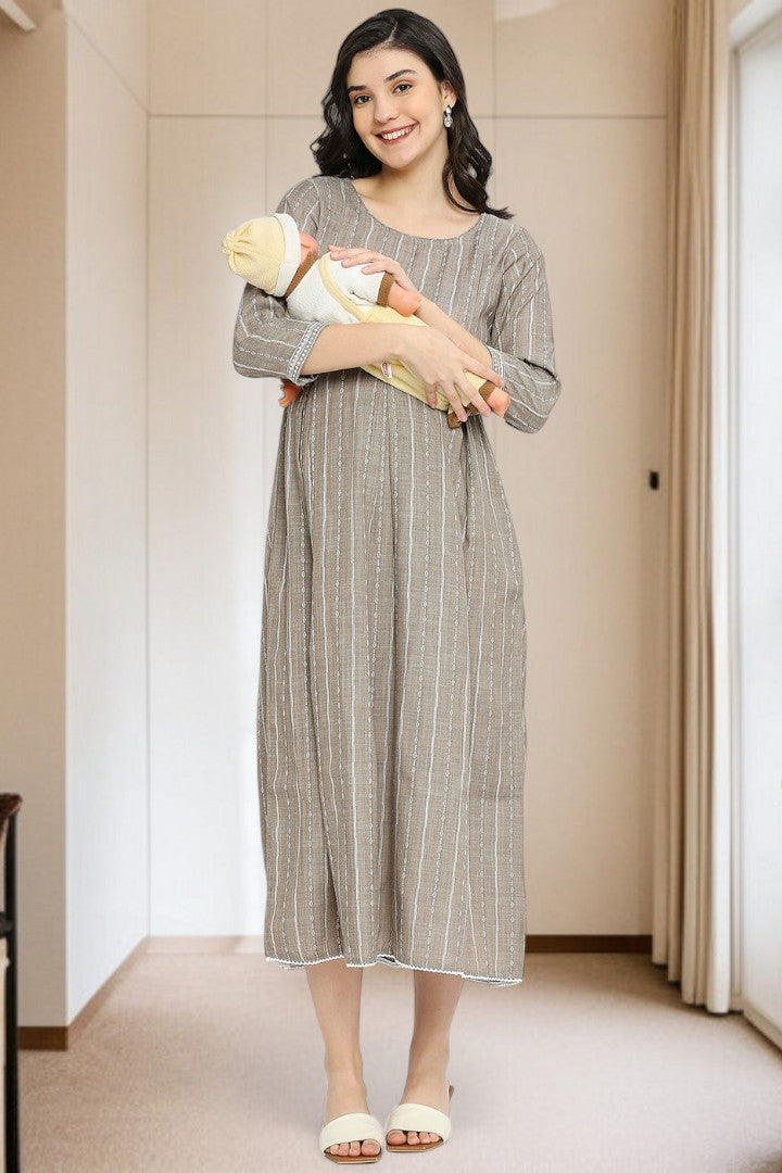 PolyCotton Embroidered Maternity Kurta – Designed for Pregnancy & Nursing
