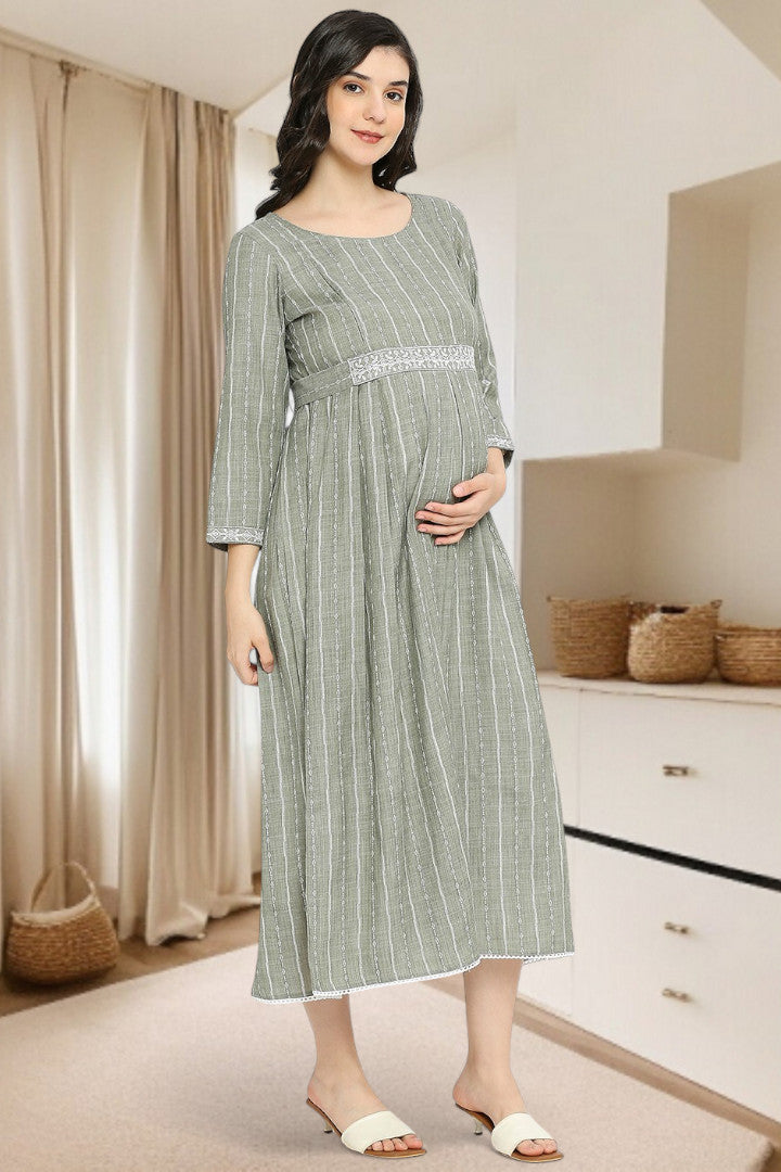 PolyCotton Embroidered Maternity Kurta – Designed for Pregnancy & Nursing
