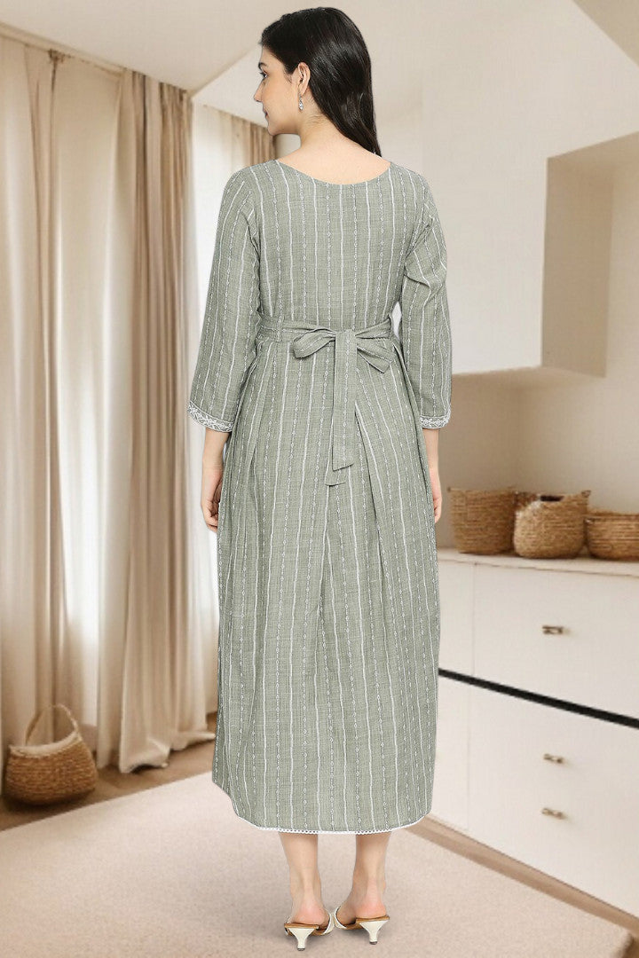 PolyCotton Embroidered Maternity Kurta – Designed for Pregnancy & Nursing