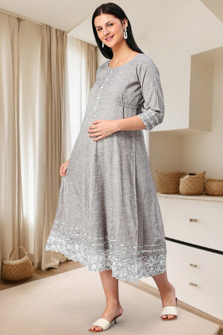 PolyCotton Anarkali Maternity Kurta – Designed for Pregnancy & Nursing