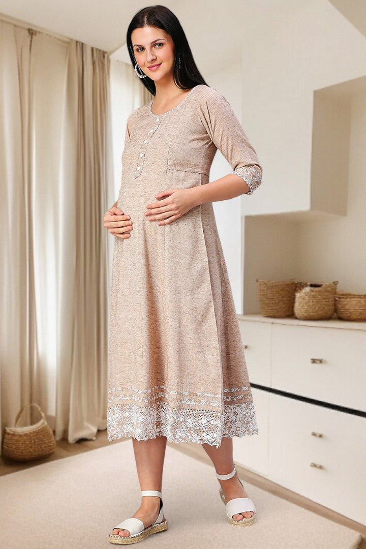 PolyCotton Anarkali Maternity Kurta – Designed for Pregnancy & Nursing
