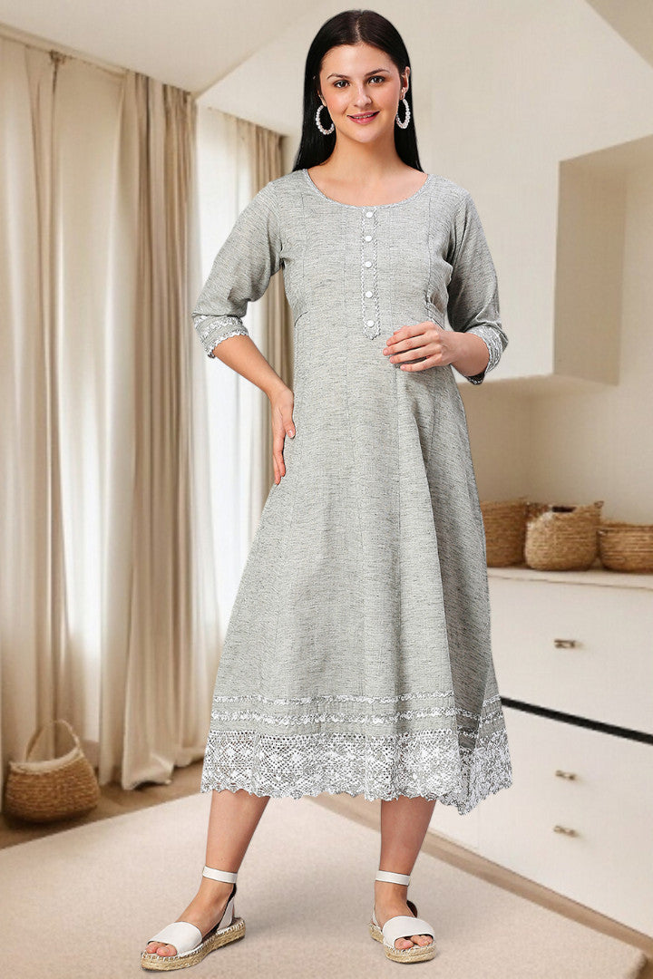 PolyCotton Anarkali Maternity Kurta – Designed for Pregnancy & Nursing