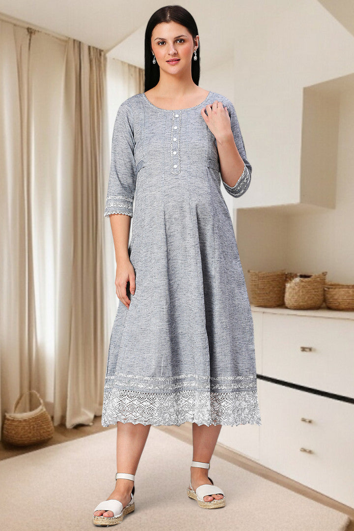 PolyCotton Anarkali Maternity Kurta – Designed for Pregnancy & Nursing