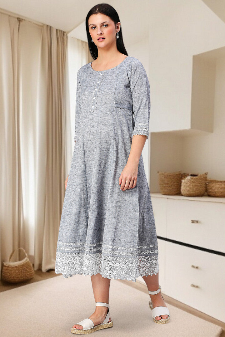 PolyCotton Anarkali Maternity Kurta – Designed for Pregnancy & Nursing
