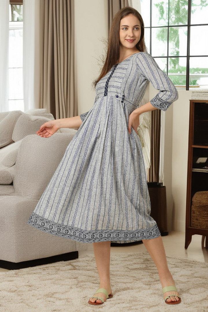 PolyCotton Maternity Flare Kurta For Pre & Post Pregnancy