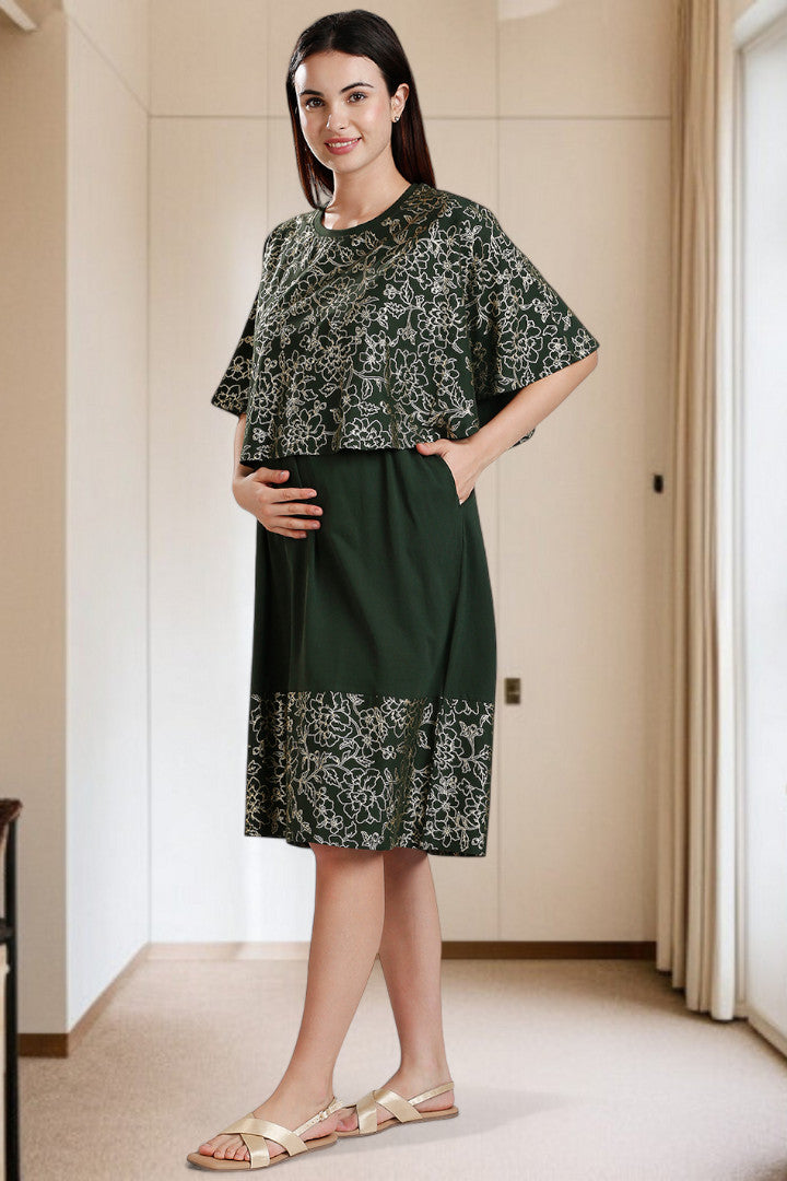Zipless Maternity Poncho Dress for Easy Wear & All-Day Comfort