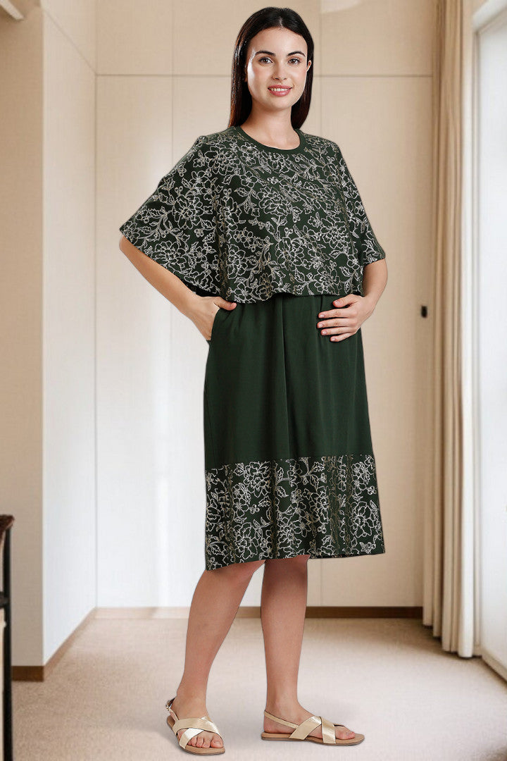 Zipless Maternity Poncho Dress for Easy Wear & All-Day Comfort