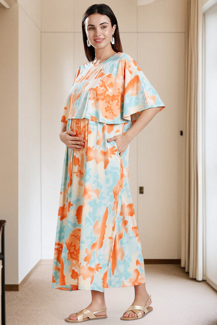 Zipless Maternity Poncho Gown for Easy Wear & All-Day Comfort