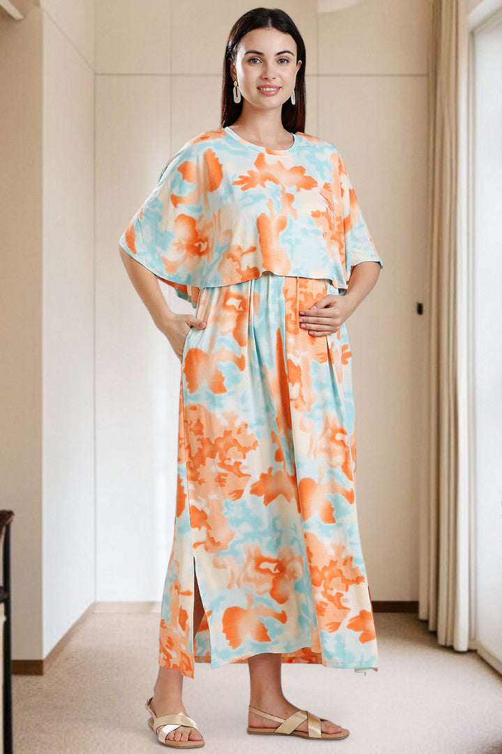 Zipless Maternity Poncho Gown for Easy Wear & All-Day Comfort