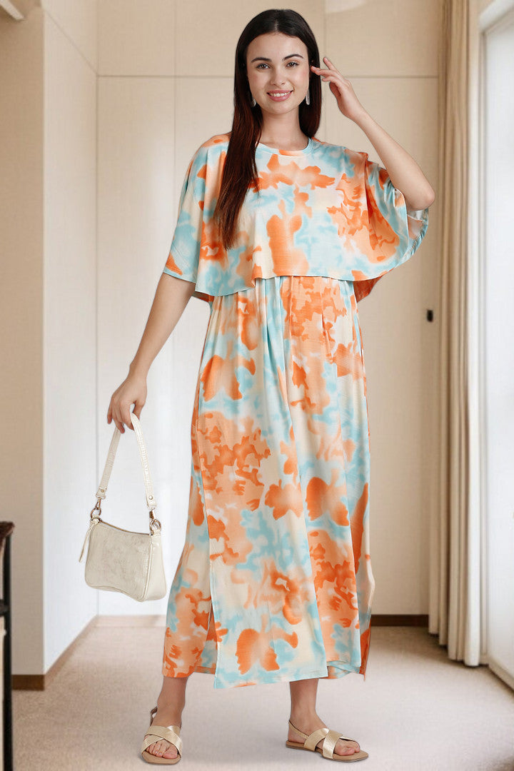 Zipless Maternity Poncho Gown for Easy Wear & All-Day Comfort