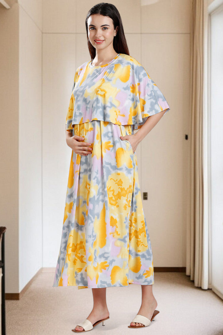 Zipless Maternity Poncho Gown for Easy Wear & All-Day Comfort