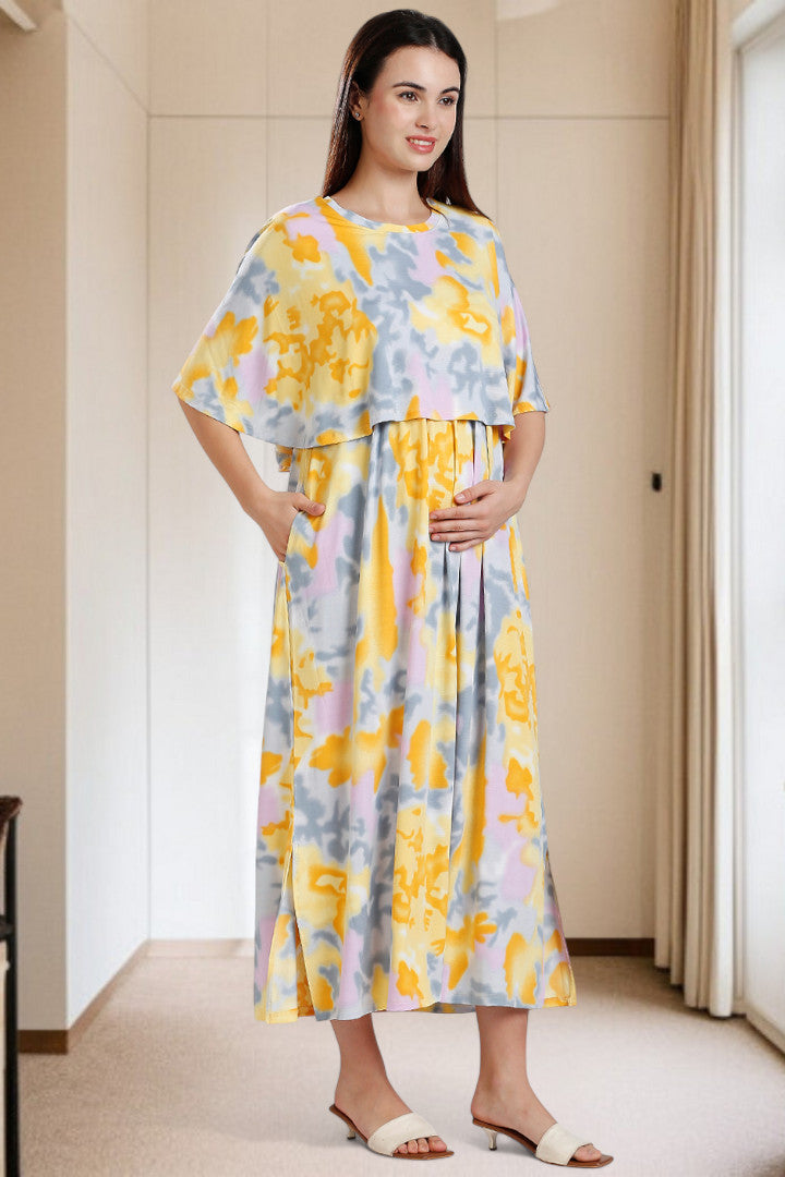 Zipless Maternity Poncho Gown for Easy Wear & All-Day Comfort