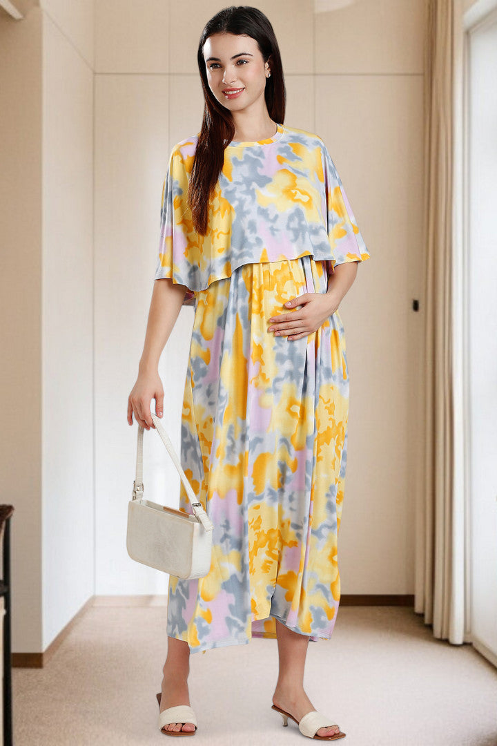 Zipless Maternity Poncho Gown for Easy Wear & All-Day Comfort
