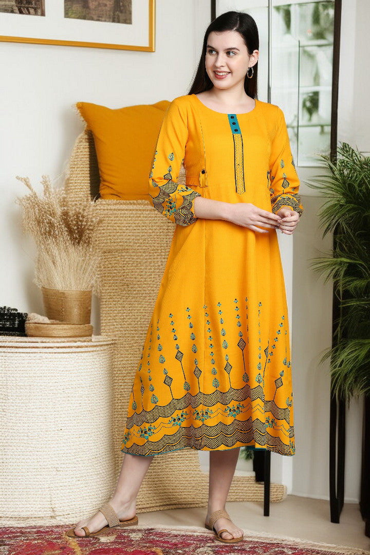 Rayon Maternity Kurta - Designed For Pregnancy & Feeding