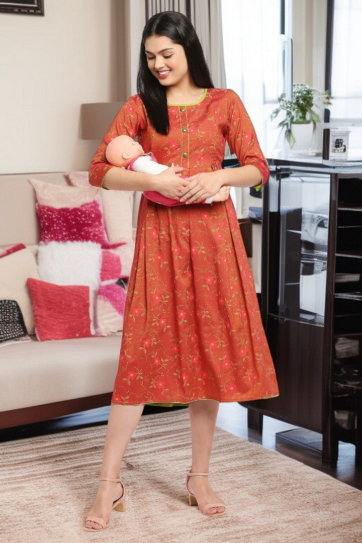 Rayon Maternity Flare Kurta For Pre & Post Pregnancy