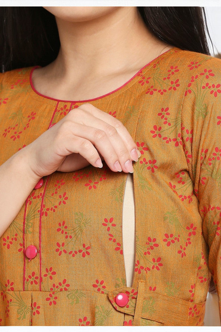 Rayon Maternity Flare Kurta For Pre & Post Pregnancy