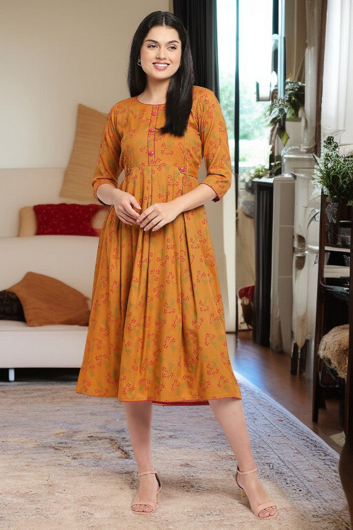 Rayon Maternity Flare Kurta For Pre & Post Pregnancy