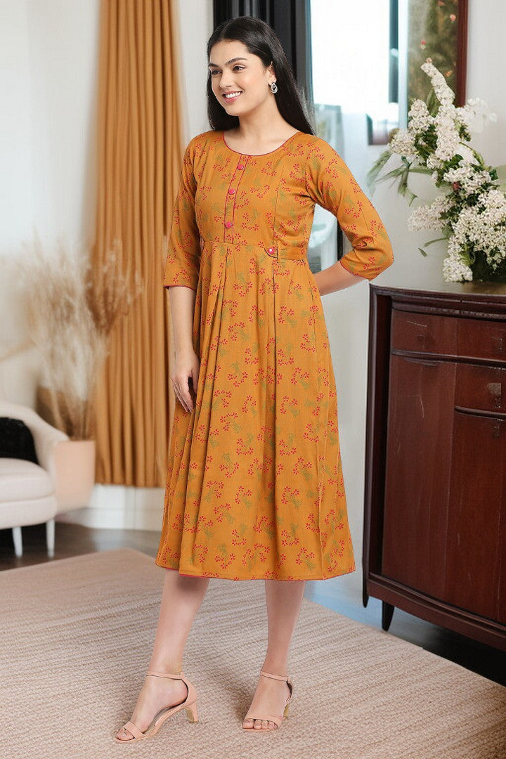 Rayon Maternity Flare Kurta For Pre & Post Pregnancy