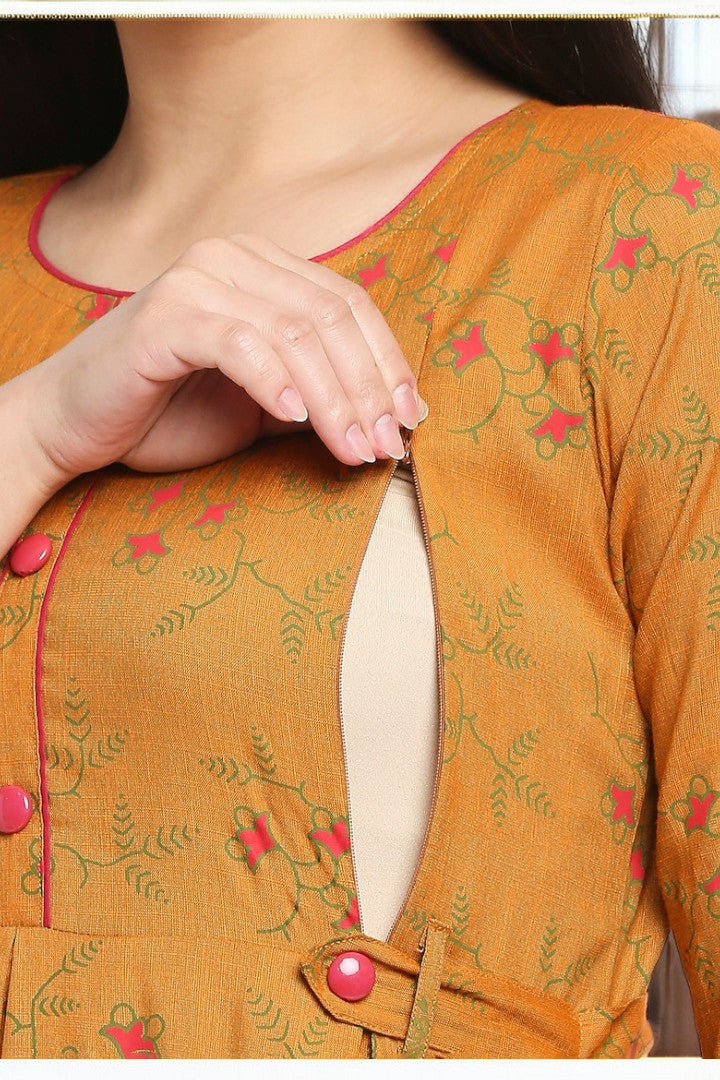 Rayon Maternity Flare Kurta For Pre & Post Pregnancy