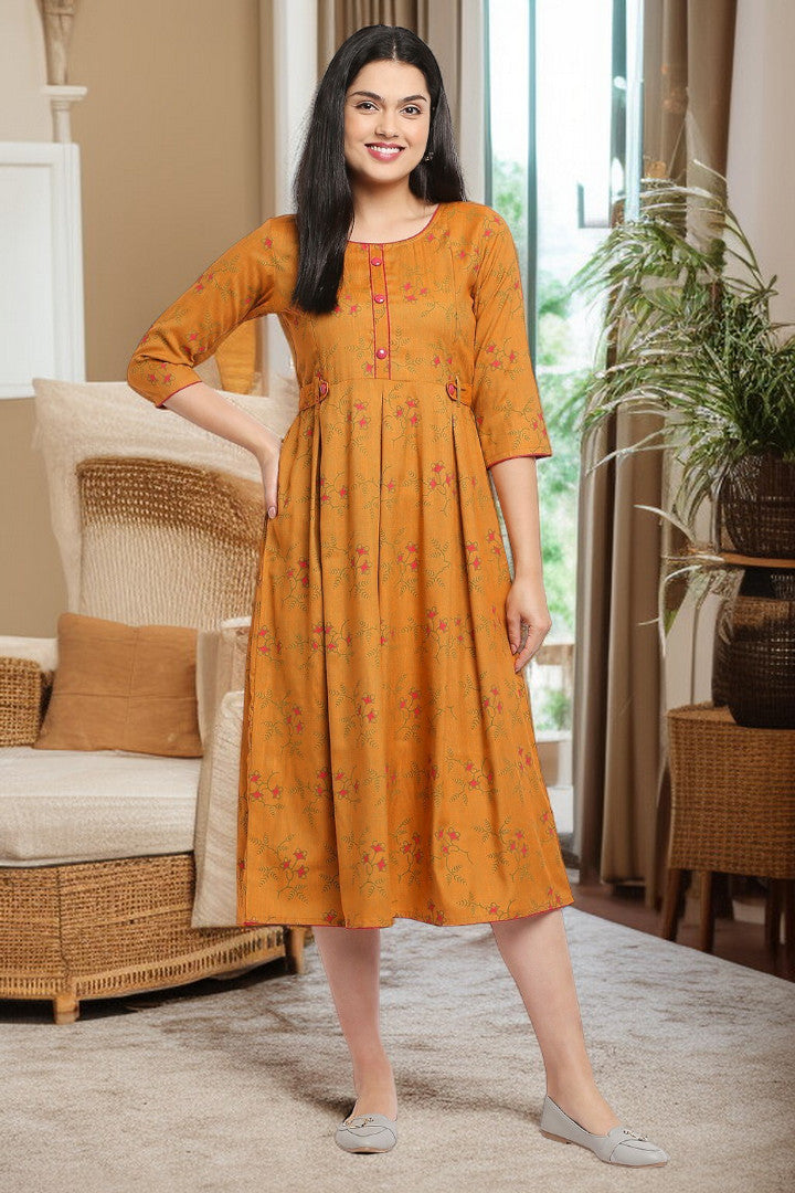 Rayon Maternity Flare Kurta For Pre & Post Pregnancy
